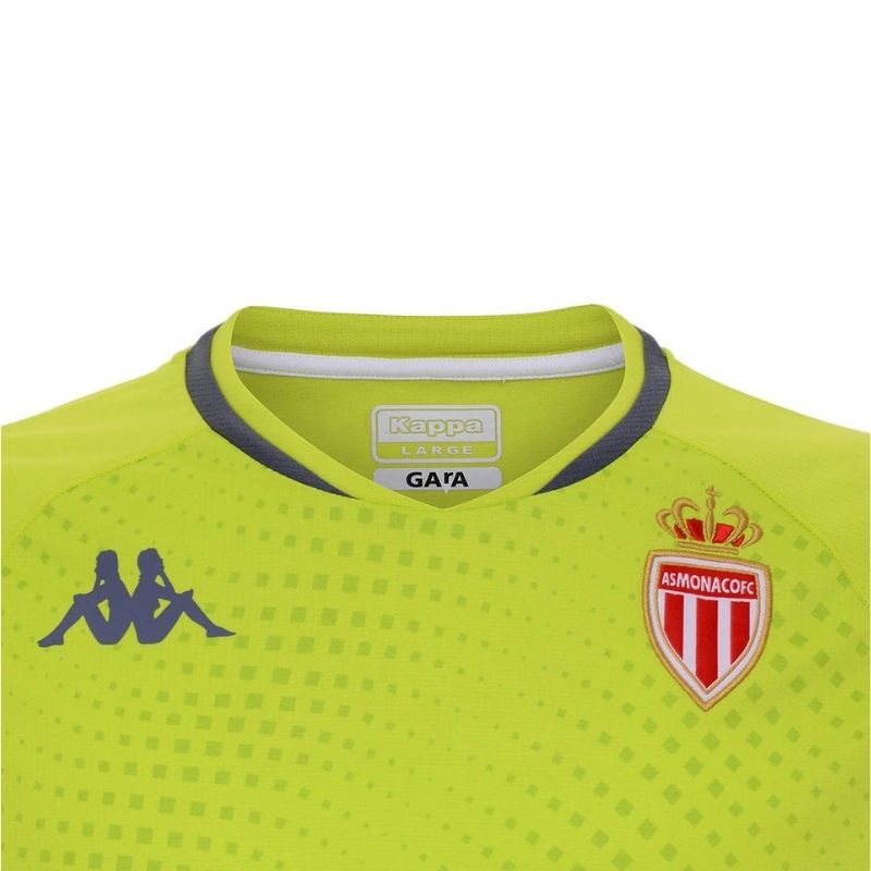 Photo de face et de près du maillot de foot de goal pour adulte Kappa AS Monaco vert