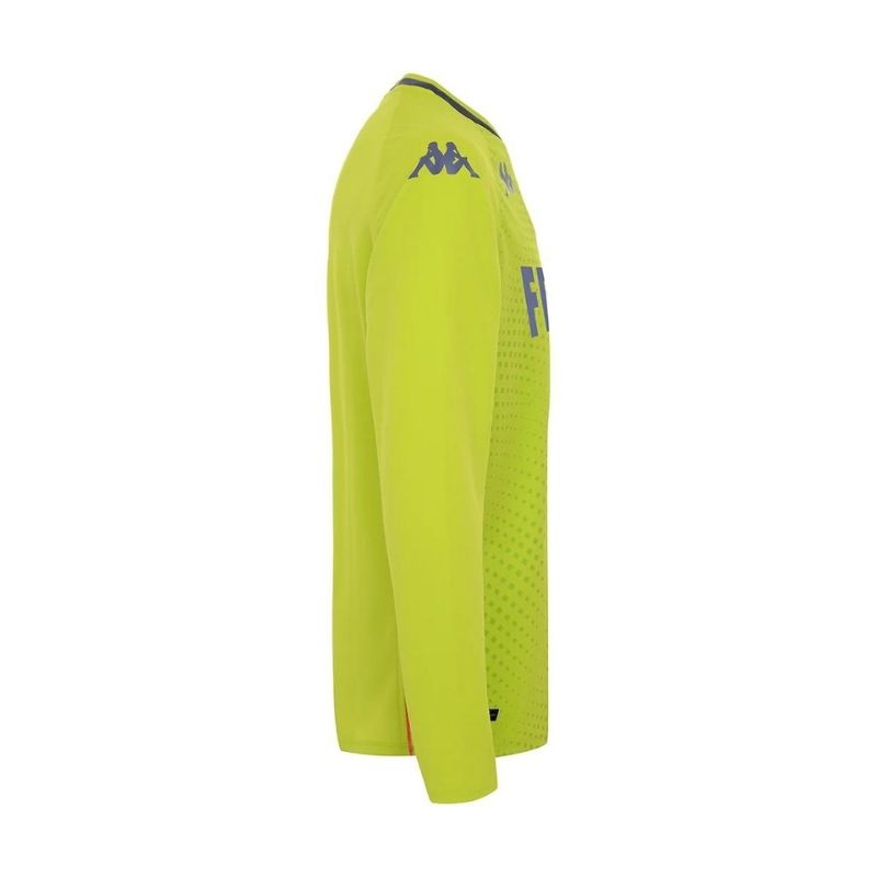 Photo de côté du t-shirt de foot adulte manches longues de couleur verte Kappa AS Monaco, saison 20-21