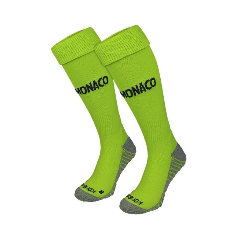Photo de face de la chaussette de foot technique de l'AS Monaco verte de la marque Kappa