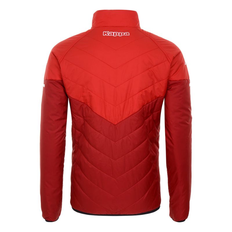Photo de dos de la doudoune technique de sport pour enfant de couleur rouge Kappa Arseco floquée AS Monaco