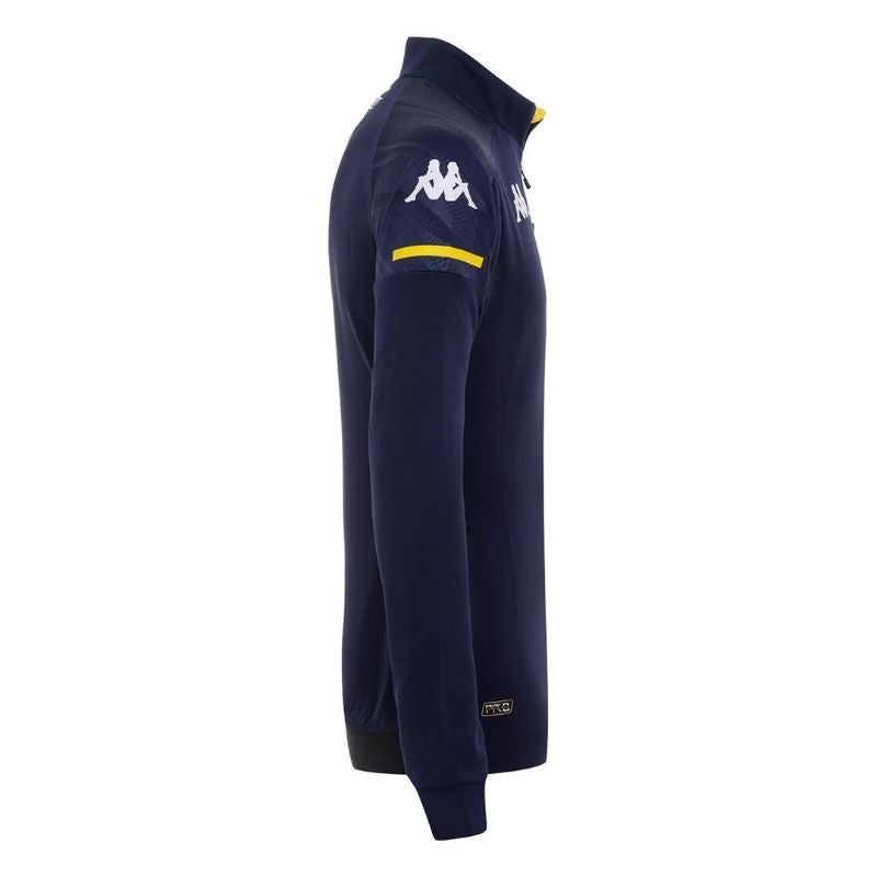 Photo de côté du pull de football authentique utilisé par l'AS Monaco Kappa Homme bleu marine