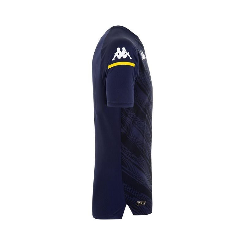 Photo de côté du haut d'entraînement technique pour homme Kappa de l'AS Monaco foot saison 20-21, bleu marine
