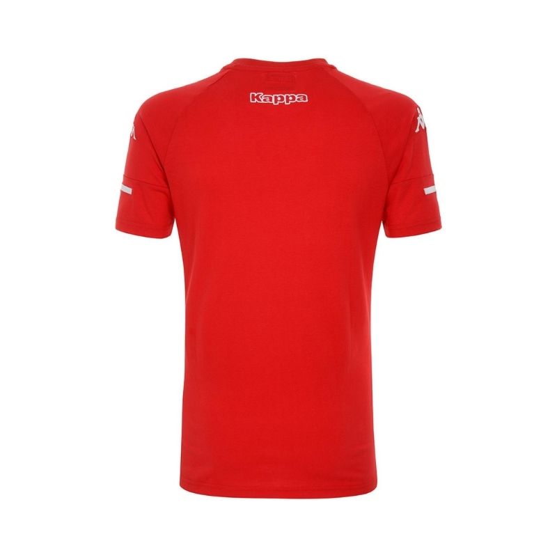 Photo de l’arrière du maillot de l'AS Monaco d’échauffement rouge Enfant Officiel Kappa, 20-21