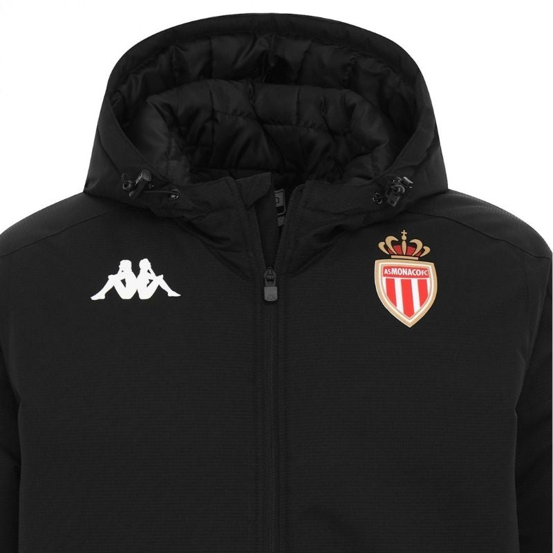 Photo zoomée de la parka moltonée noire Pro Kappa enfant de l'AS Monaco