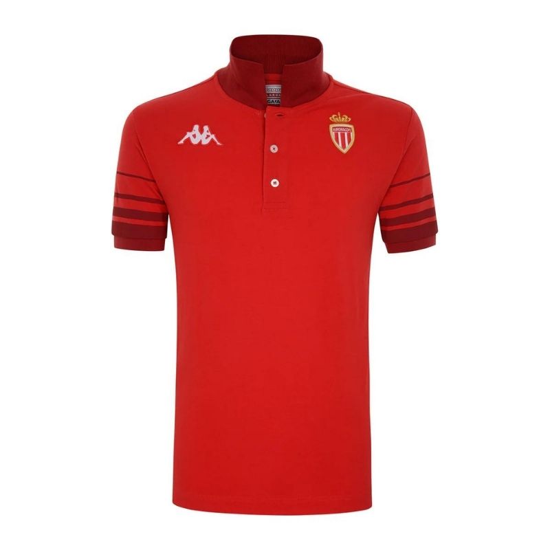 Photo de face du polo rouge de sortie Joueur Officiel Homme Kappa Homme AS Monaco 20-21