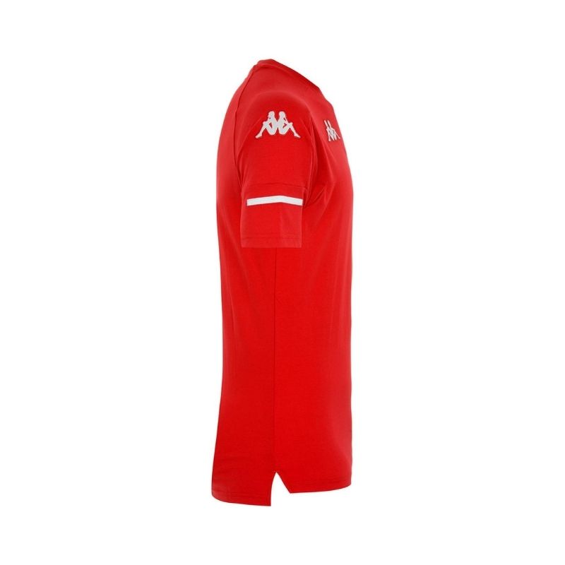 Photo de côté du t-shirt de foot authentique de l’AS Monaco Kappa Enfant Rouge, saison 2020-2021