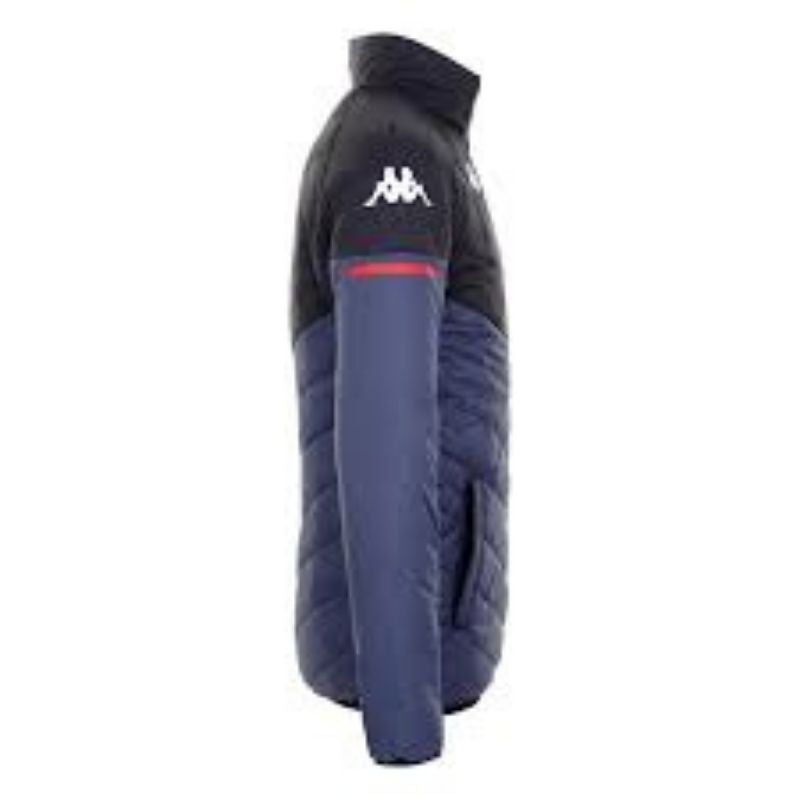 Photo de côté de la parka de foot pour enfant Kappa Arseco de l'ASM de couleur bleue et grise