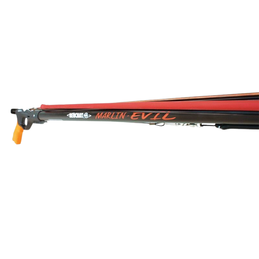 Arbalète Beuchat marlin evil open tube alu dia 28 avec rail de guidage, tête ouverte