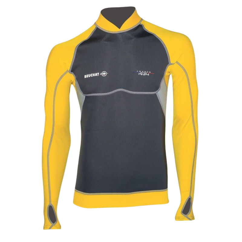 Top UV Beuchat atoll buste néo 2mm/manches lycra jaune plongée homme