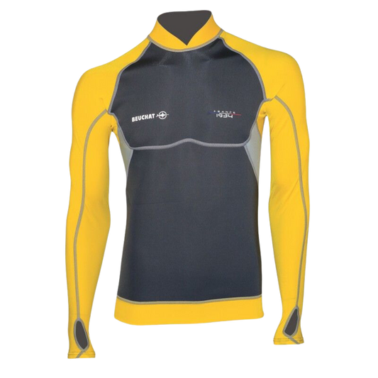 Top UV Beuchat atoll buste néo 2mm/manches lycra jaune plongée homme