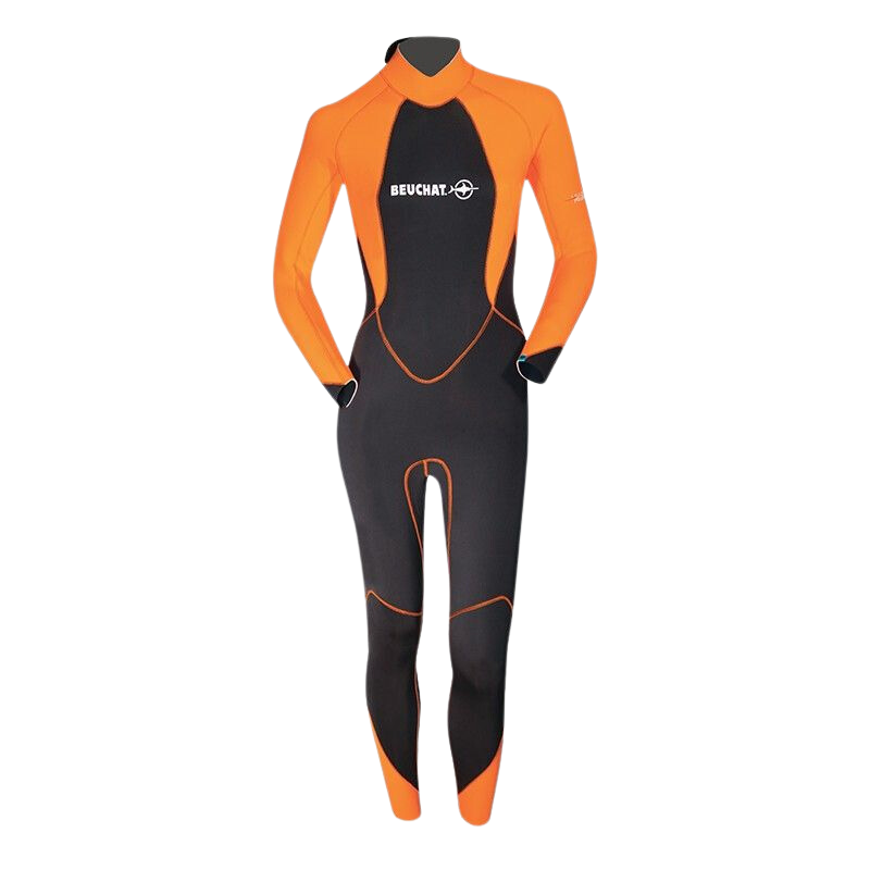 Combinaison monopièce Beuchat zip dorsal 3mm orange brûlé flatlock femme