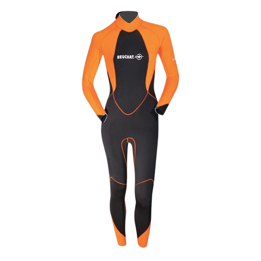 Combinaison monopièce Beuchat zip dorsal 3mm orange brûlé flatlock femme