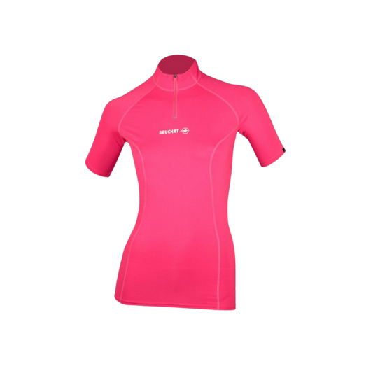 Top UV Beuchat rashguard lycra (upf 50+) manches courtes rose femme