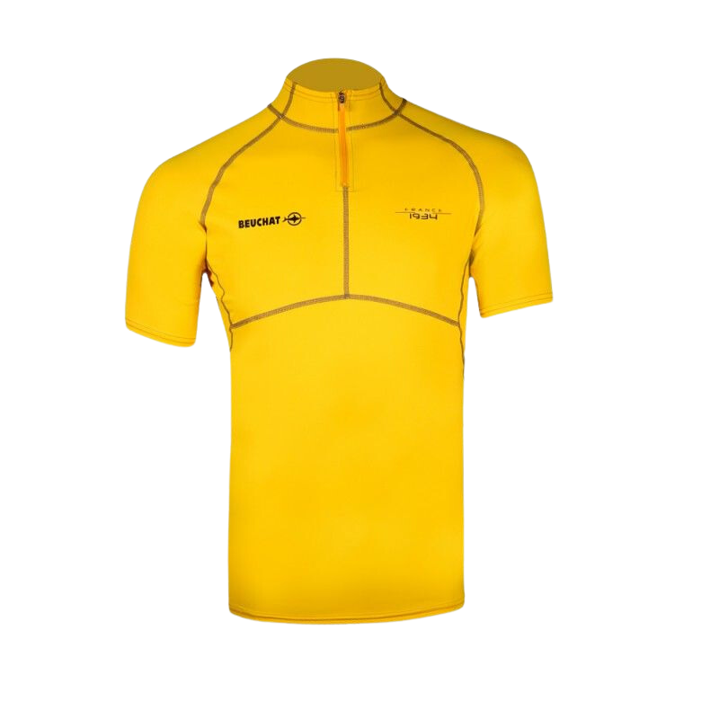 Rashguard Beuchat atoll lycra (upf 50+) manches courtes jaune plongée homme