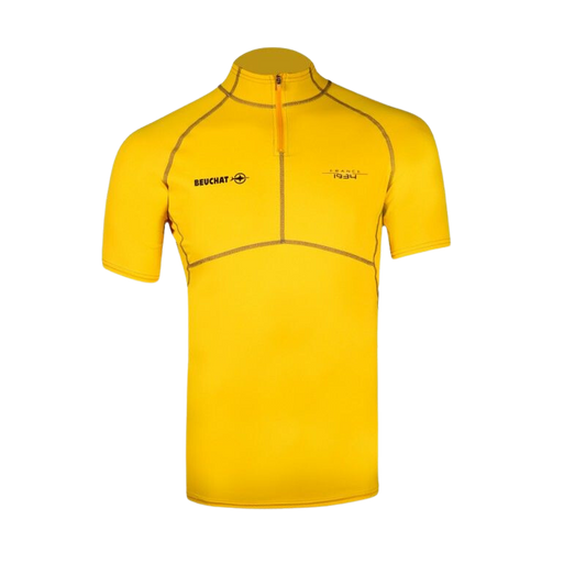 Rashguard Beuchat atoll lycra (upf 50+) manches courtes jaune plongée homme