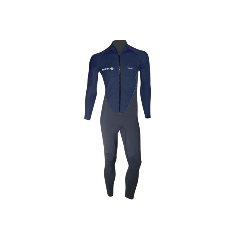 Photo de Combinaison Beuchat monopièce zip frontal 2mm homme bleu profond homme plaquage isolant zip