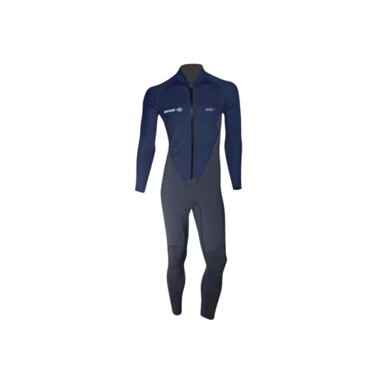 Photo de Combinaison Beuchat monopièce zip frontal 2mm homme bleu profond homme plaquage isolant zip