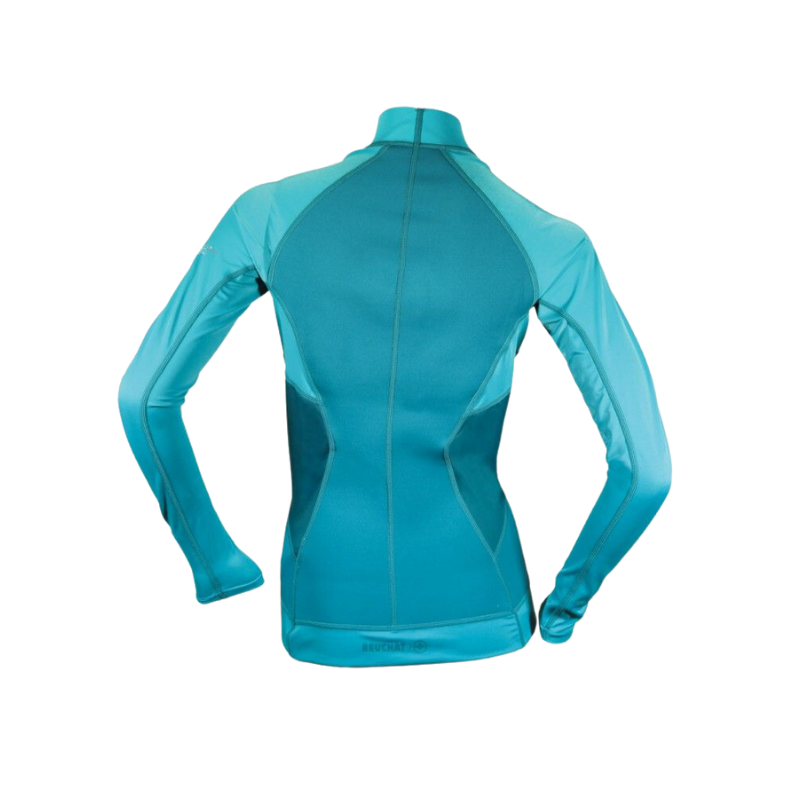 Photo de Top UV Beuchat buste néo 2mm/manches lycra femme bleu atoll femme vêtement plongée bleu