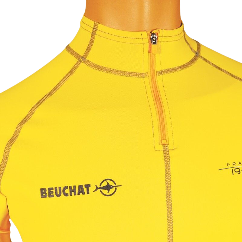 Rashguard Beuchat atoll lycra (upf 50+) manches courtes jaune plongée homme