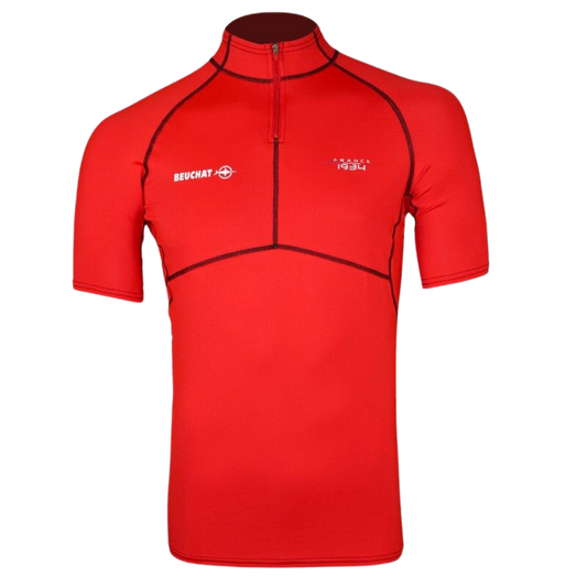 Rashguard Beuchat atoll lycra (upf 50+) manches courtes rouge homme