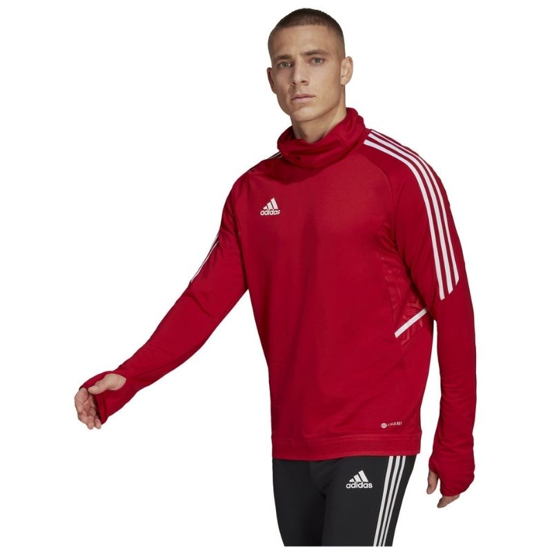 Photo de face du Sweat de sport Adidas Condivo Pro Top Rouge porté