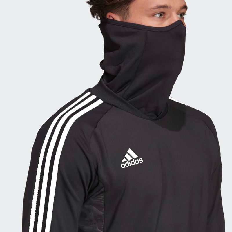 Photo de face et de près du Sweat Adidas Condivo Pro Top Noir pour Homme porté