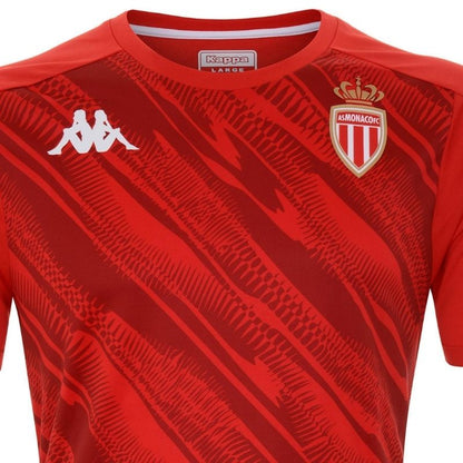 Photo de face et de près du maillot rouge Homme de l'AS Monaco Kappa, saison 2020-2021 de Ligue 