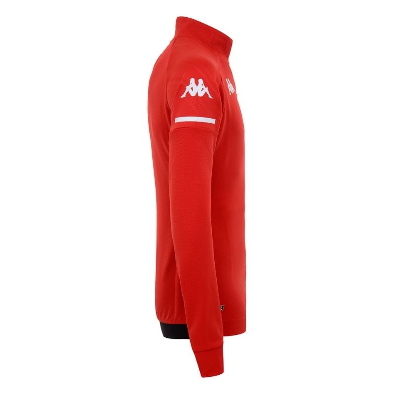 Photo de côté de la veste de football authentique ¼ zip AS Monaco Kappa Enfant rouge