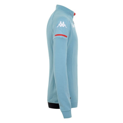 Photo de côté de la veste de football Authentique ¼ zip AS Monaco Kappa Enfant Bleu Ciel, saison 2020-2021