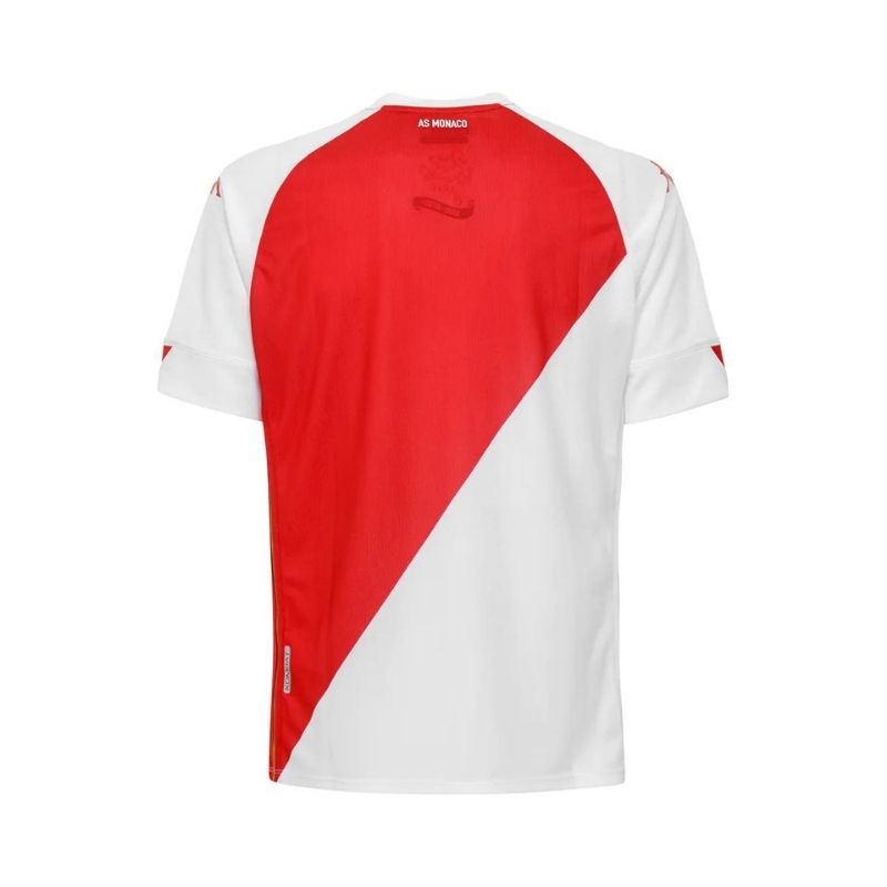 Photo de face tu t-shirt de match pro femme domicile rouge et blanc coupe regular AS Monaco Kappa