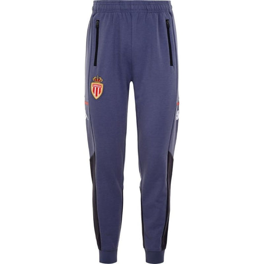 Photo de face du pantalon de survêtement de foot enfant gris et noir Kappa Arufin de l'AS Monaco