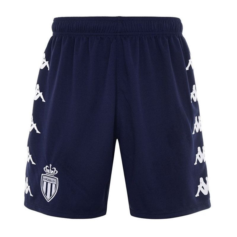 Photo de face du short de foot officiel de l'AS Monaco foot Kappa bleu marine pour homme