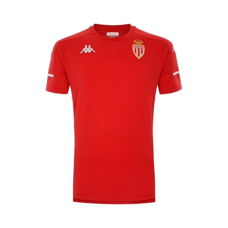 Photo de face du t-shirt d’entrainement rouge pour Enfant Kappa AS Monaco foot