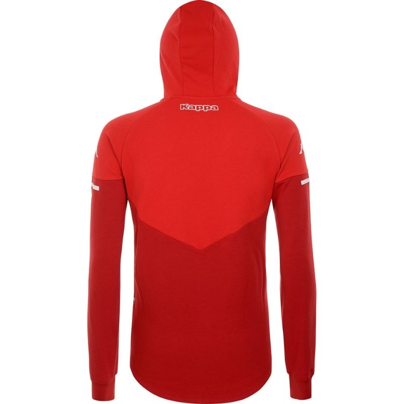 Photo de dos de la veste de survêtement à capuche officielle Rouge enfant de l'AS Monaco Kappa, saison 2020-2021