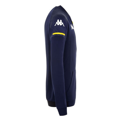 Photo de côté de la veste d’entraînement zippée bleu marine Adulte Officielle Kappa AS Monaco foot, 20-21