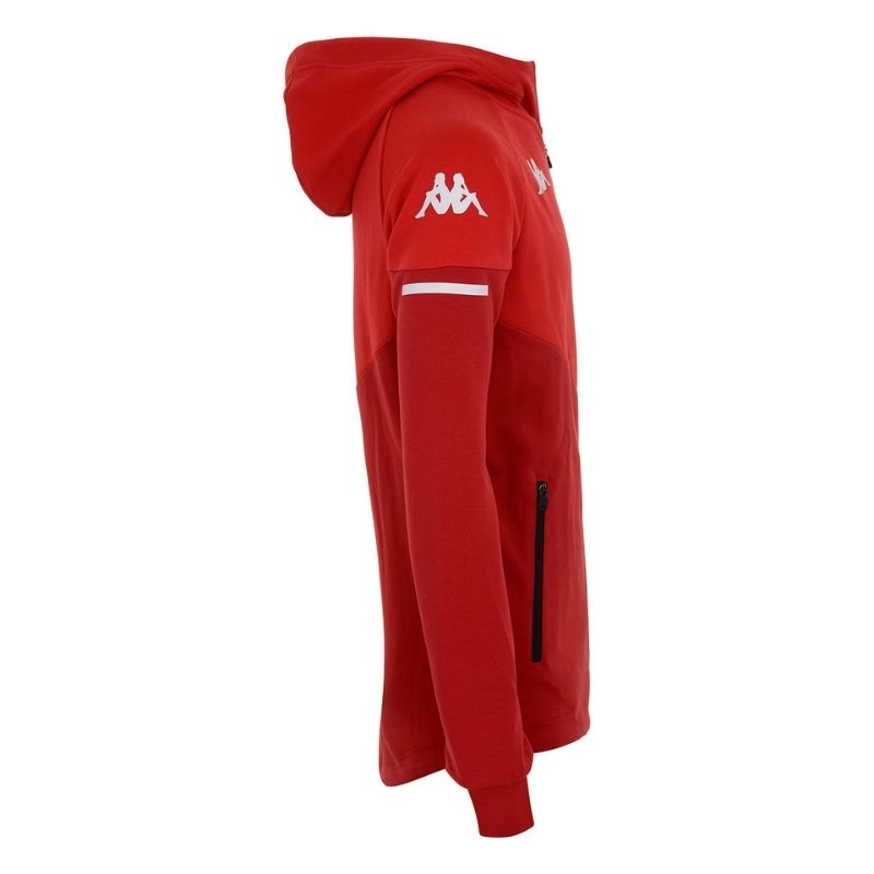 Photo de côté de la veste de survêt de football enfant rouge Kappa AS Monaco, saison 20-21